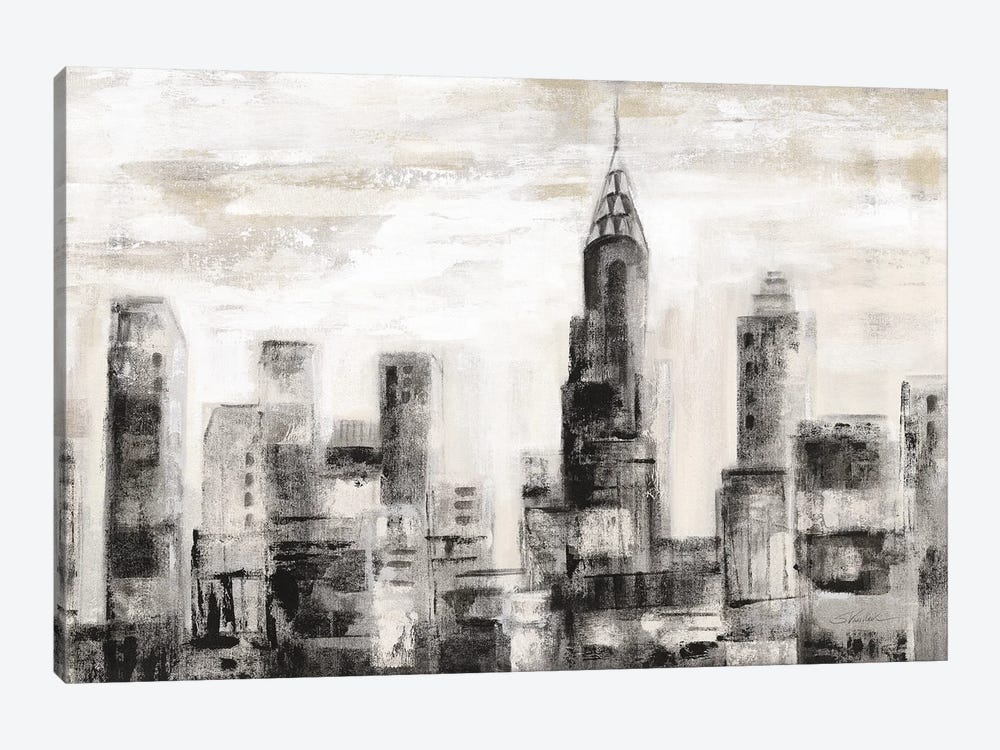 Manhattan Skyline BW Crop 1-piece Canvas Wall Art