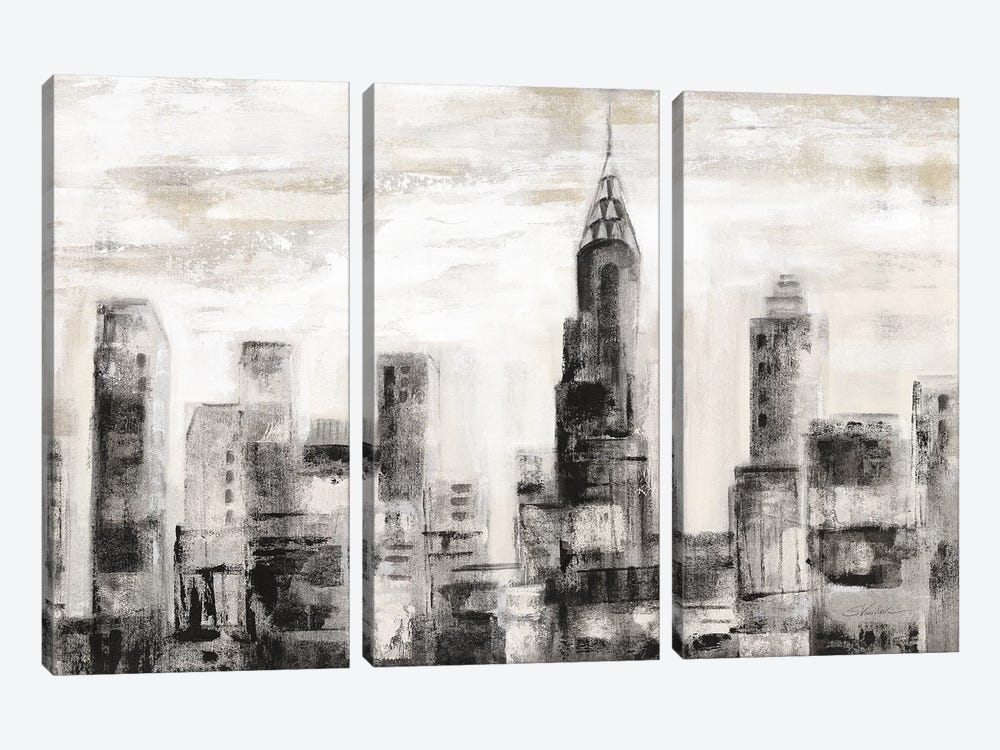 Manhattan Skyline BW Crop 3-piece Canvas Art