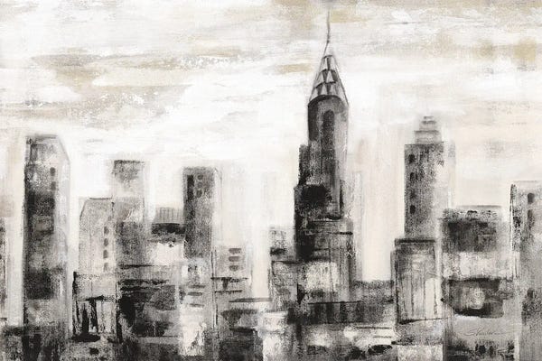 New York City Skylines: Manhattan Skyline BW Crop by Silvia Vassileva