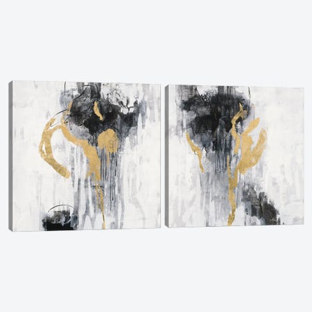 Golden Rain Diptych Canvas Print Set #SIV2HSET003} by Silvia Vassileva Canvas Wall Art