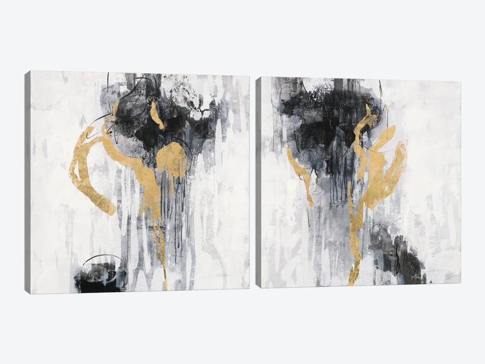 Golden Rain Diptych by Silvia Vassileva 2-piece Canvas Wall Art