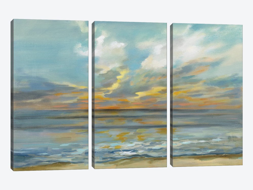 Rhythmic Sunset Waves by Silvia Vassileva 3-piece Canvas Art Print