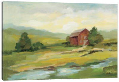 Springtime Farm Canvas Art Print - Barns