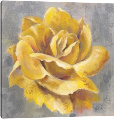 Yellow Roses I Canvas Art Print - Pantone 2021 Ultimate Gray & Illuminating