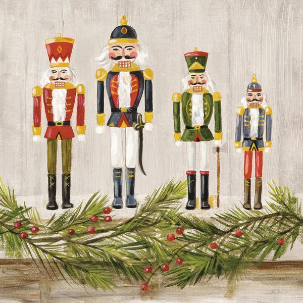 Vintage Christmas: Nutcrackers on a Mantel by Silvia Vassileva