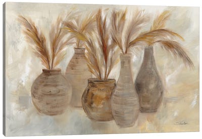 Grasses And Baskets Canvas Art Print - Pottery Still Life