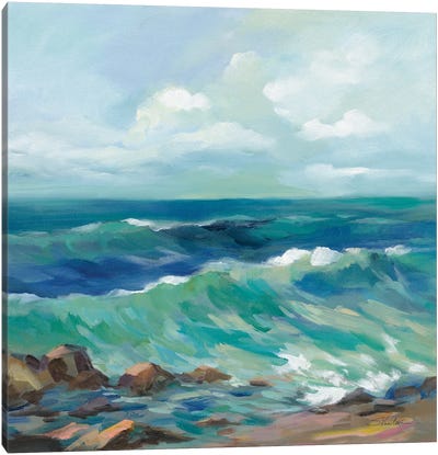 Rocky Beach Canvas Art Print - Coastal & Ocean Abstract Art