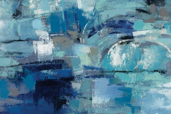 Teal Abstract Art: Ultramarine Waves by Silvia Vassileva