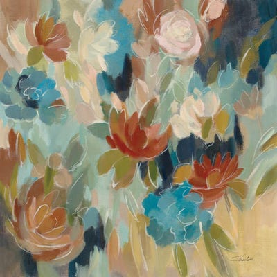 Blue And Sienna Floral by Silvia Vassileva multi panel art