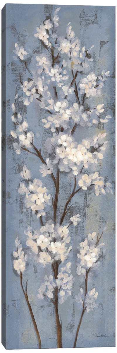 Almond Branch II On Slate Blue Canvas Art Print - Almond Blossom Art