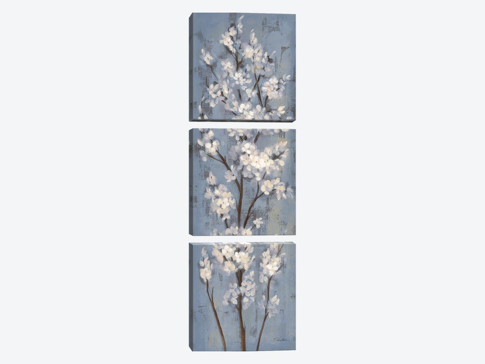 Almond Branch II On Slate Blue by Silvia Vassileva 3-piece Canvas Art