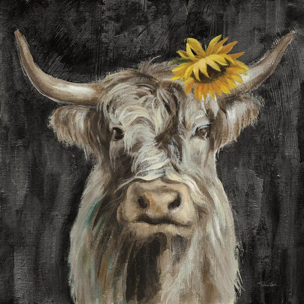 Fine Art Print: Floral Highland Cow by Silvia Vassileva