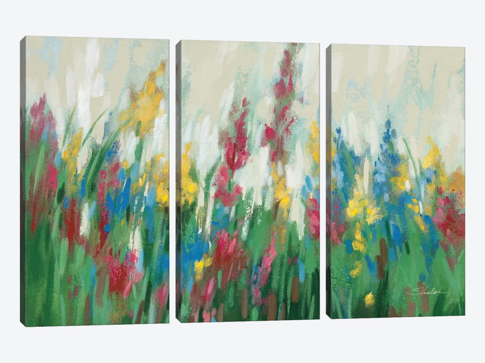 Flowers By The Cottage by Silvia Vassileva 3-piece Art Print