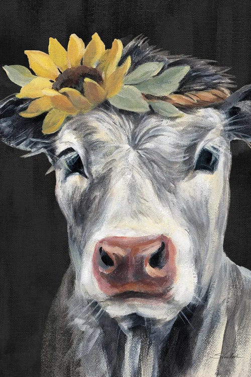 Pretty Cow On Black by Silvia Vassileva wall art