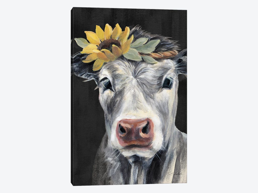 Pretty Cow On Black by Silvia Vassileva 1-piece Canvas Art