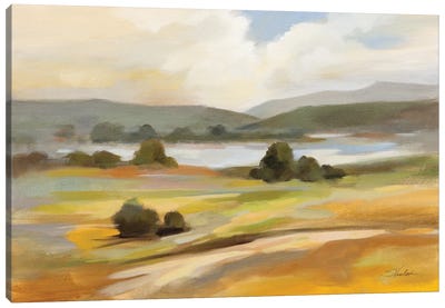 Tranquil Landscape Canvas Art Print - Gray & Yellow Art
