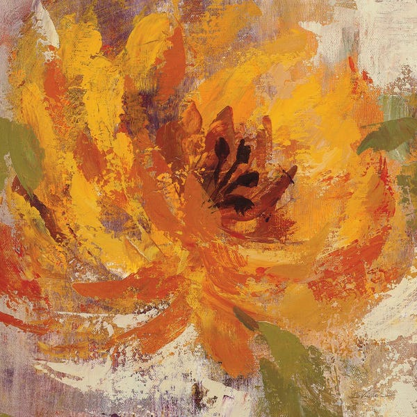 Dahlias: Fiery Dahlias I Golden Flower by Silvia Vassileva