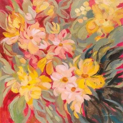 Magenta and Sage Floral by Silvia Vassileva metal wall art