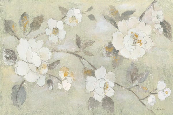 Romantic Spring Flowers I White Horizontal