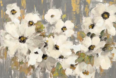 White and Green Bloom Gray by Silvia Vassileva art print