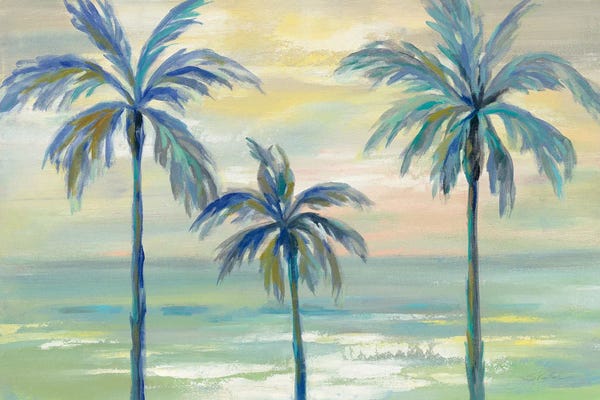 Large Coastal Art - Canvas Prints: Marine Layer Palms by Silvia Vassileva
