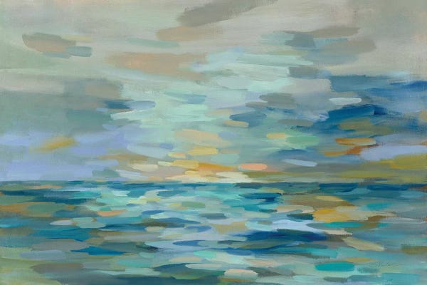 Teal Abstract Art: Pastel Blue Sea by Silvia Vassileva