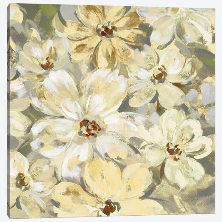 Scattered Spring Petals Neutral Gray Crop Canvas Print #SIV83} by Silvia Vassileva Canvas Print