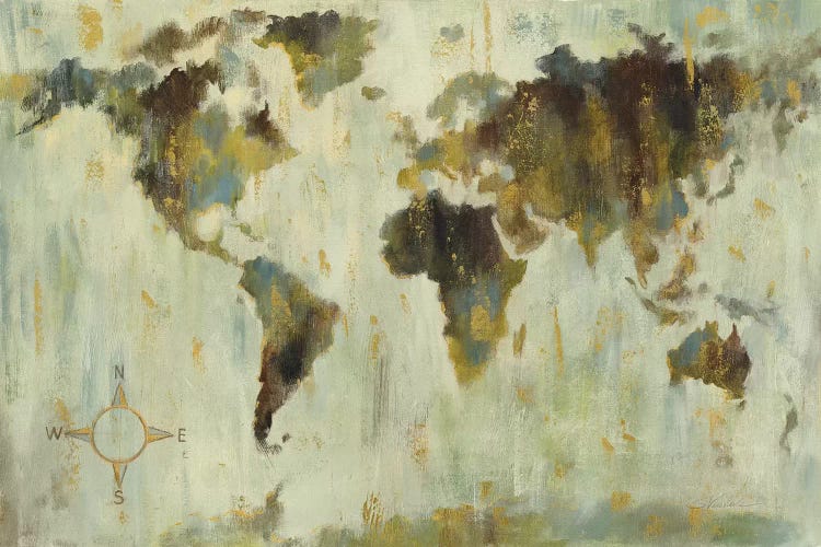 Bronze World Map by Silvia Vassileva canvas print