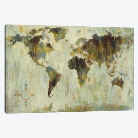 Bronze World Map Canvas Print #SIV88} by Silvia Vassileva Canvas Print