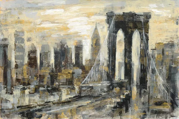 Brooklyn: Brooklyn Bridge Gray and Gold by Silvia Vassileva