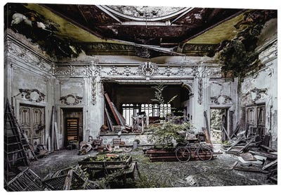 Decay And Details In A Derelict Theatre Canvas Art Print