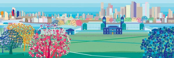London Skylines: Greenwich Park, London by South Island Art