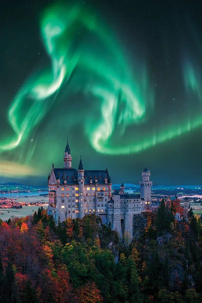 Aurora Borealis: Unusual Phenomenon In The Sky Of Neuschwanstein Castle by Siroj Hodjanazarov