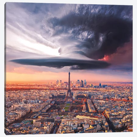 Storm In The Paris Canvas Print #SJH30} by Siroj Hodjanazarov Canvas Art