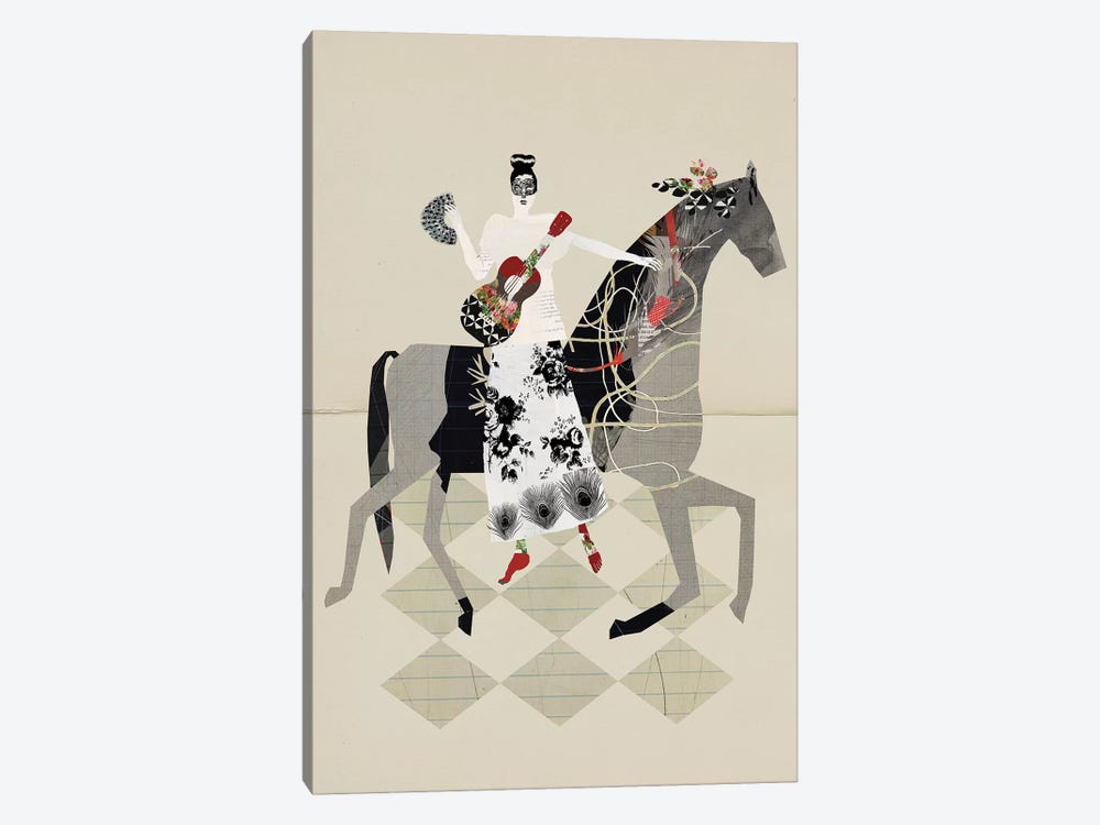 Just My Horse And My Red Guitar by Sarah Jarrett 1-piece Canvas Print
