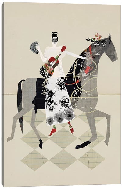 Just My Horse And My Red Guitar Canvas Art Print - Sarah Jarrett