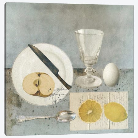 Still Life With Lemon Canvas Print #SJR57} by Sarah Jarrett Art Print