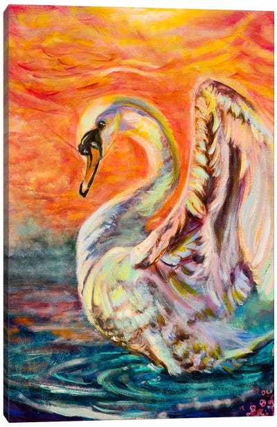Celestial Swan Canvas Art Print - Sanjukta Mitra