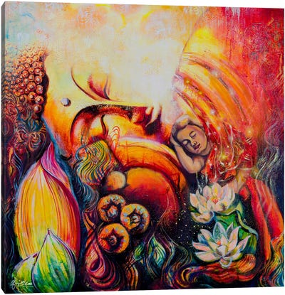 The Divine Hug Within Canvas Art Print - Lotus Art