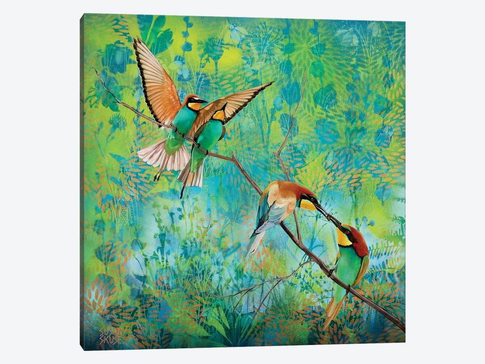 Double Date - Rainbow Bee-Eaters by Susan Skuse 1-piece Canvas Art