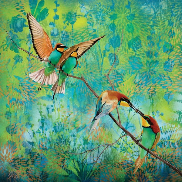 Love Birds: Double Date - Rainbow Bee-Eaters by Susan Skuse