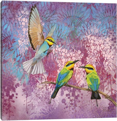 Room For One More - Rainbow Bee-Eaters Canvas Art Print - Susan Skuse
