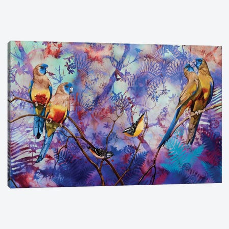 Blue Bonnet Parrots Canvas Print #SKE6} by Susan Skuse Canvas Print