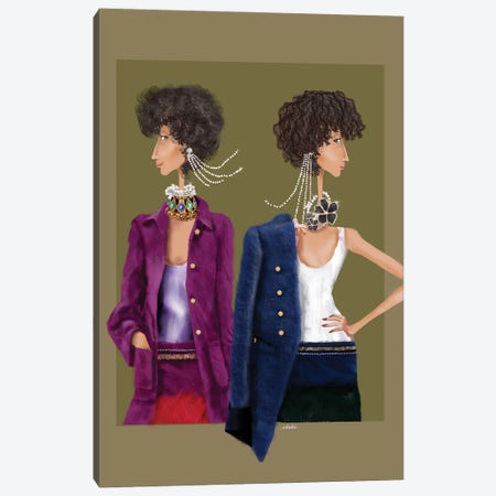 Curly Girls Canvas Print #SKF6} by Shokoufeh Attari Canvas Artwork