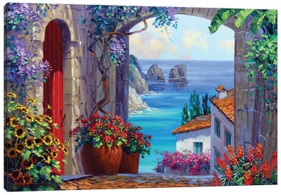 Colors Of Capri Canvas Art Print - Coastal Village & Town Art