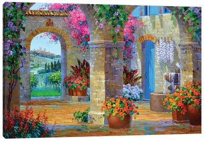 A Glimpse Of Tuscany Canvas Art Print - Garden & Floral Landscape Art