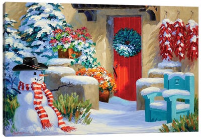 It's A Santa Fe Christmas Canvas Art Print - Snowman Art