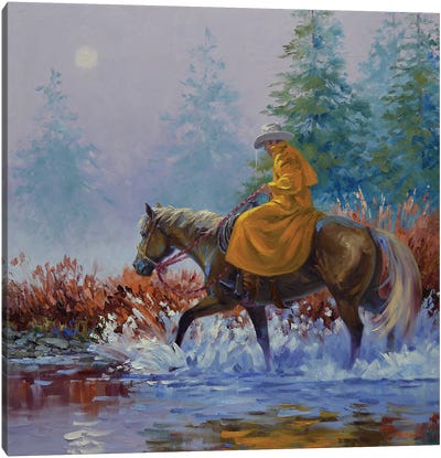 It's Been A Long Day Canvas Art Print - Cowboy & Cowgirl Art