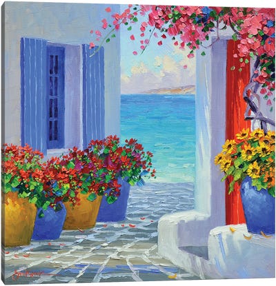 Primary Colors Of Mykonos Canvas Art Print - Greece Art