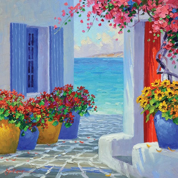 Large Scenic & Landscape Art - Canvas Prints: Primary Colors Of Mykonos by Mikki Senkarik